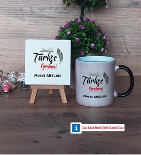 Türkçe Öğretmeni Dekoratif Taş, Kupa Bardak Kırmızı Hediye Öğretmenler Günü Hediyesi (Model 8)