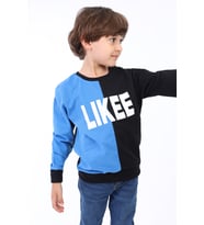 Toontoy Erkek Çocuk İki Renkli Baskılı Sweatshirt (Saks)