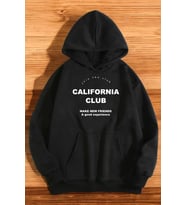 California Club Baskılı Oversize Sweatshirt (Siyah)
