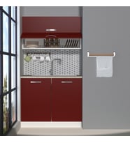 Decoraktiv Mini 100Y MDF Hazır Mutfak Dolabı - Tezgah Dahil (Bordo)