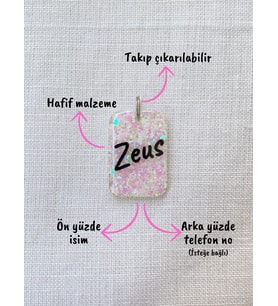 Dikdörtgen Şeklinde Kedi/ Köpek- İsimliği/ Künyesi (Beyaz)