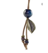 Sevgiliye Hediye Hand Made Seramik Taş Deri ipli Kadın Kolye (Mor)