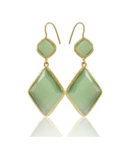 Kadir Jewellery 22 Ayar Altın Kaplama Kadın Sallantılı Küpe -El İşçiliği Ve Hipoalerjenik Küpe (Açık Yeşil)
