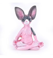 Dekoratif Yoga Yapan Kedi Biblo Meditasyon Minyatür 8 cm Sfenks Kedisi Dekor Masaüstü Ev Dekorasyon  (Pembe-Sıyah)