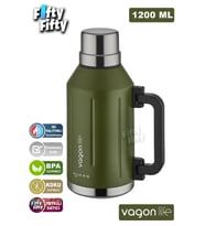 Vagonlife 1.2 Litre Bardaklı Kullanım Kulplu Paslanmaz Çelik Termos-FFVGN1004-1200ML (Yeşil)