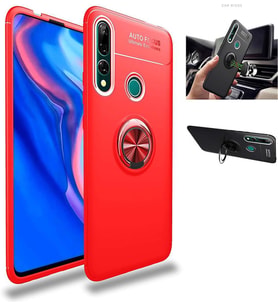 Huawei Y9 Prime 2019 Yüzüklü Standlı Manyetik Kamera Kor. Kılıf (Kırmızı)