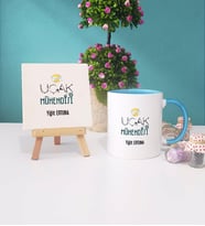 Uçak Mühendisi Kupa Bardak Lacivert Dekoratif Taş Baskı (Model 2)
