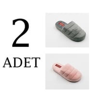2'li Kadın Kışlık Termal Ev Terliği (Pembe-A.Gri)