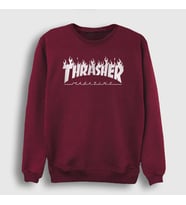 Presmono Unisex Beyaz Logo V6 Thrasher Sweatshirt 279717tt (Bordo)