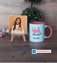 Psikoloji Öğretmeni Fotoğraflı Dekoratif Taş, Kupa Bardak Beyaz Hediye (Model 6)