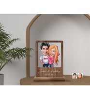 BK Gift Kişiye Özel Sevgililer Karikatürlü Ahşap Standlı Biblo, Sevgililer Günü Hediyesi, Doğum Günü Hediyesi, Yıl Dönümü Hediyesi (Model 5)