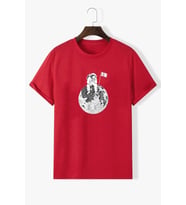 Unisex Astronot Baskılı T-shirt (Kırmızı)