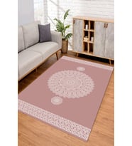 Dijital Kaymaz Taban Yıkanabilir Renkli Salon Halısı Mutfak Halısı Yolluk ND-SD-619 (Pembe)