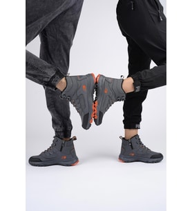 Muggo İZLAND Unisex Garantili Trekking Outdoor Bağcıklı Yandan Fermuarlı Kışlık Bot (Füme)