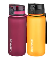 Uzspace 2'li Tritan Matara Seti 650 ml 14 Farklı Renk Seçeneği FiftyFifty (Kırmızı-Bej)
