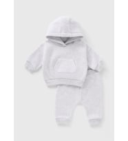 Kız Bebek %100 Pamuk Kapşonlu Sweatshirt/Üst ve Eşofman Altı/Alt Takımı/Takım (Gri)