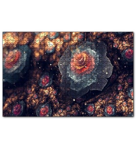 Cakapuzzle Beyaz Ve Turuncu Petaled Çiçekler Görseli  Puzzle Yapboz MDF (Ahşap) (500 Parça)