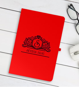 BK Gift Kişiye Özel İsimli Siyah Defter - 13 (Kırmızı)