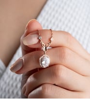 925 Ayar Gümüş Damla Taş Kelebekli Kolye (Rose)