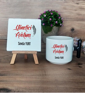 Yönetici Asistanı Hediye Seti Kupa Bardak T Kulplu ve Dekoratif Taş Kişiye Özel Hediye (Model 6)