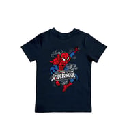 Spiderman baskılı örümcek adam pamuklu penye kumaş yazlık çocuk tişört (Siyah)