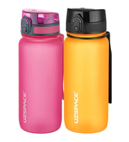 Uzspace 2'li Tritan Matara Seti 650 ml 14 Farklı Renk Seçeneği FiftyFifty (Pembe-Turuncu)