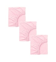 3 Adet 65 x 95 x 10 cm Anne Yanı Lastikli Penye Kumaş Bebek Çarşafı (Pembe)