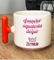 Kişiye Özel Aslan Başak Burcu Hediye T Kupa Bardak Doğum Günü Hediyesi (Turuncu)
