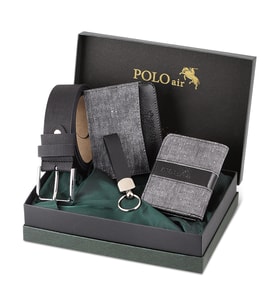 Polo Air Kemer Cüzdan Kartlık Anahtarlık Hediyelik Kutusunda  HM-10 (Gri)