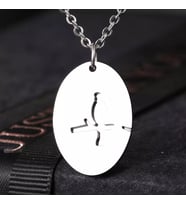 Kişiye Özel 925 Ayar Gümüş Oval Kuş Kolye (Gümüş)