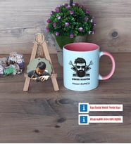 Erkek Kuaförü Kupa Bardak Beyaz ve Fotoğraflı Ahşap Anahtarlık Hediye (Model 6)