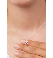 Elika Silver 925 Ayar Gümüş Renkli Kalp Model Kolye (Kırmızı)