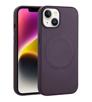 Apple iPhone 14 Plus Kılıf PU Deri Magsafe Wireless Şarj Özellikli Derix Kapak (Mor)