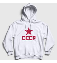Presmono Unisex Gri Red CCCP Sovyetler Birliği Kapüşonlu Sweatshirt 267517tt (Beyaz)