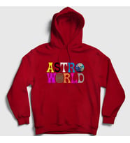 Presmono Unisex Gri Astroworld V2 Travis Scott Kapüşonlu Sweatshirt 44215tt (Kırmızı)