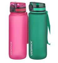 Uzspace 2'li Tritan Matara Seti 800 ml 14 Farklı Renk Seçeneği FiftyFifty (Siyah - Somon Pembe)