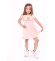 Toontoy Kız Bebek Faire Un Voeu Baskılı Elbise (Pudra)