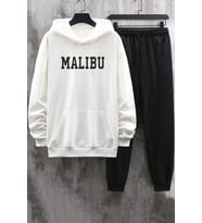 Unisex Malibu Baskılı Eşofman Takımı (Beyaz)