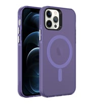 Apple iPhone 12 Pro Kılıf Zore Magsafe Şarj Özellikli Buzlu Transparan C-Pro Sert Kılıf (Koyu Mor)