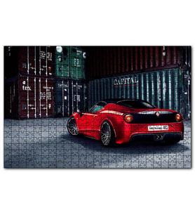 Cakapuzzle Arkadan Görünüş Alfa Romeo 4C ve Konteynerler  Puzzle Yapboz MDF (Ahşap) (500 Parça)