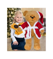 80 Cm Noel Baba Şapkalı Ayıcık Yeni Yıl , Yılbaşı Hediyesi (Kahverengi)