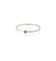 Kadir Jewellery 925 Ayar Gümüş Kaplama El İşçiliği Zirkon Taşlı Kadın Kelepçe Bilezik (Gri)