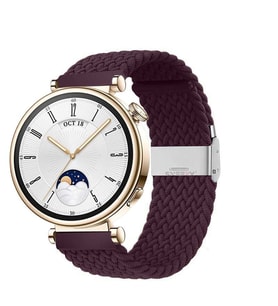 Sneezy Huawei Watch GT 4 41mm İle Uyumlu 18mm Metal Klips Solo Fiberlink Örgü Kordon (Mürdüm)