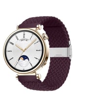 Sneezy Huawei Watch GT 4 41mm İle Uyumlu 18mm Metal Klips Solo Fiberlink Örgü Kordon (Mürdüm)