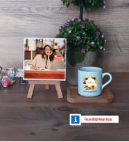 Diyetisyen Fotoğraflı Dekoratif Taş, Ahşap Altlıklı Türk Kahvesi Fincanı Hediye (Model 1)