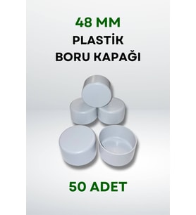 Plastik Boru Kapağı 48 MM (50 Adet) (Gri)
