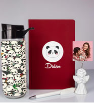 Kişiye Özel Defter Kalem Matara Ve Fotoğraflı Notluk Seti 93565 (Bordo)