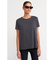 Dilvin Kadın Bisiklet Yaka Basic T-shirt - 3471 (Antrasit)