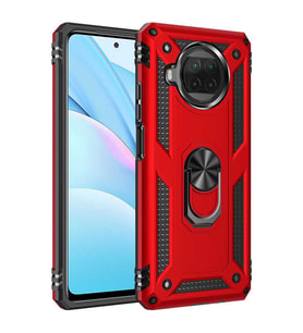 Xiaomi Redmi Note 9 Pro 5G Kılıf Yüzüklü Zırh Tank Vega (Kırmızı)