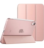 Apple iPad Air 5 10.9 2022 M1 Kılıf PU Deri Smart Standlı Case A2588 A2589 A2591 (Rose)
